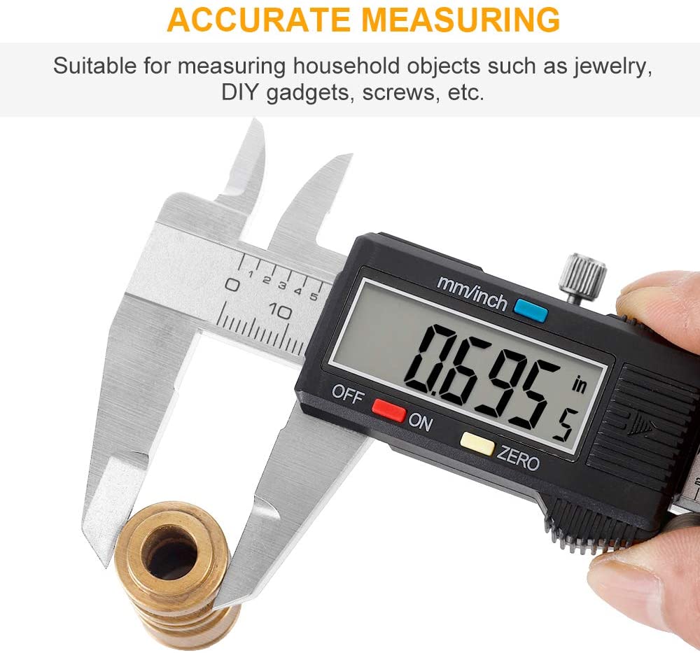 Digital Calipers 0-6 Inches Caliper Measuring Tool - Electronic Micrometer Caliper with Inch/Millimeter Conversion - Image 7