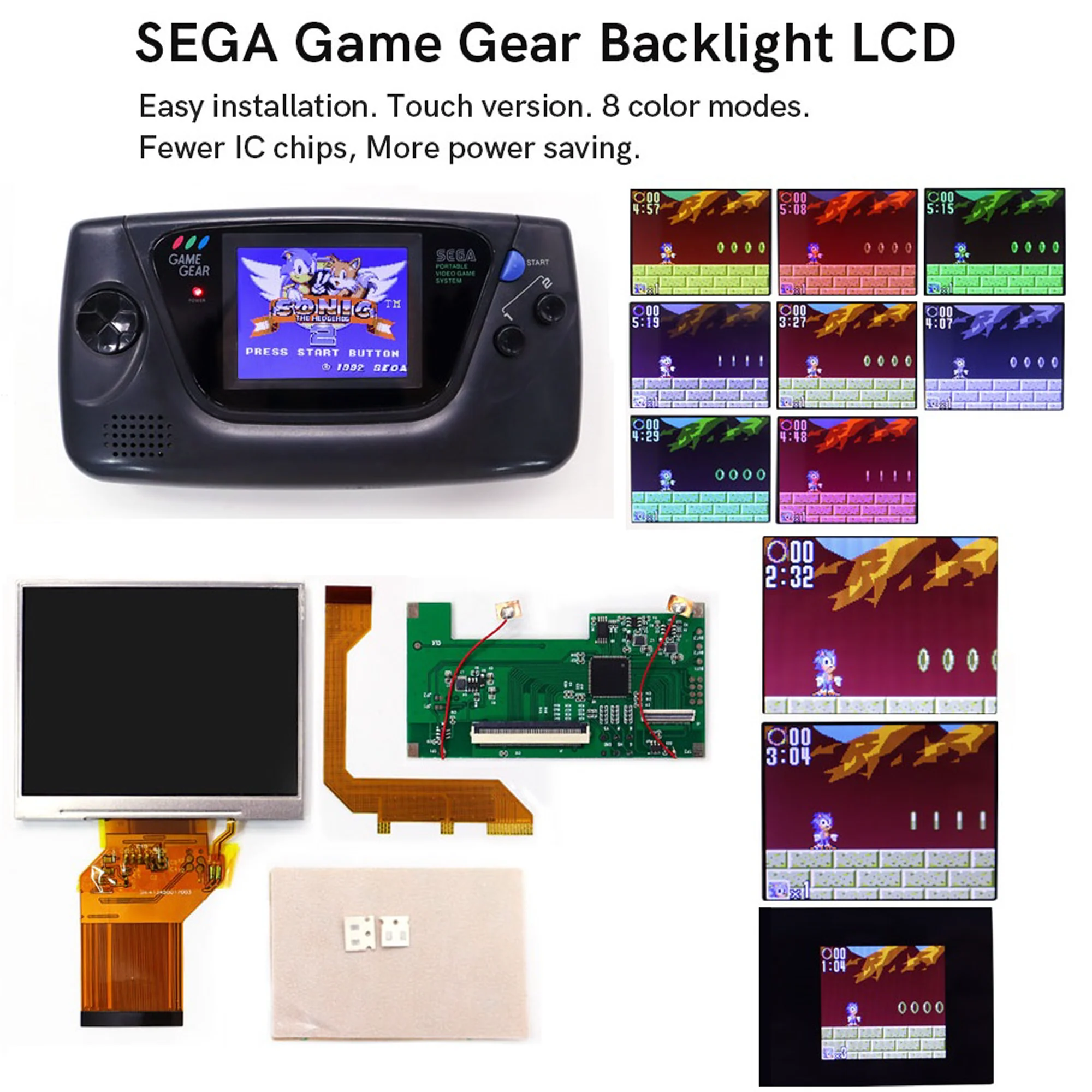 Game Gear Backlight Kit with Touch Sensor - Hispeedido - Image 2