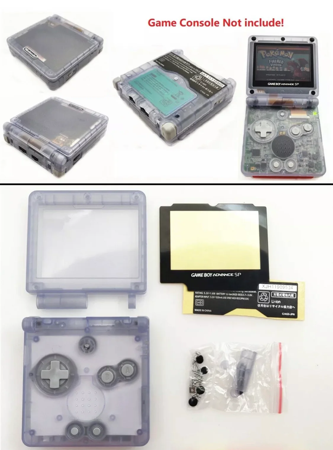 Nintendo Game Boy Advance SP Clear Housing/Shell - Image 9